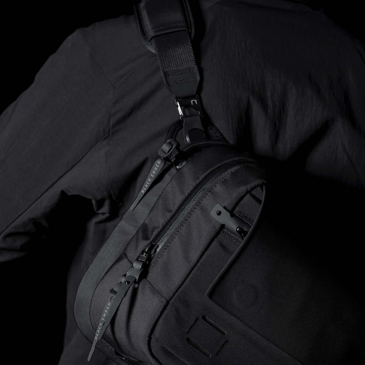 Black Ember Grip Sling 12L backpack designed for urban mobility and durable everyday carry