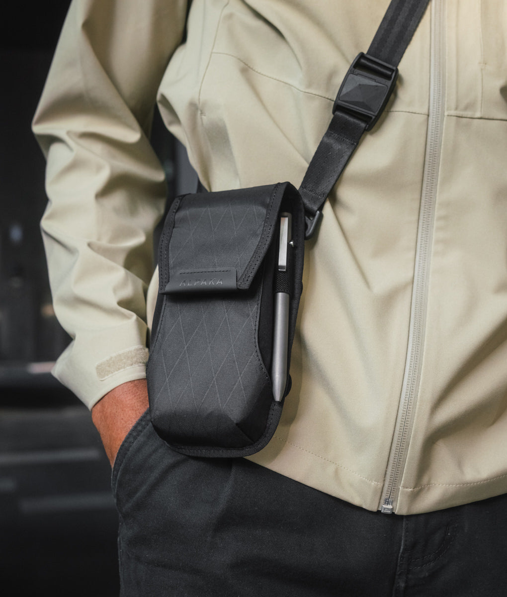 Alpaka Modular Phone Sling V2 designed for versatile carrying and secure phone storage in sleek, durable materials