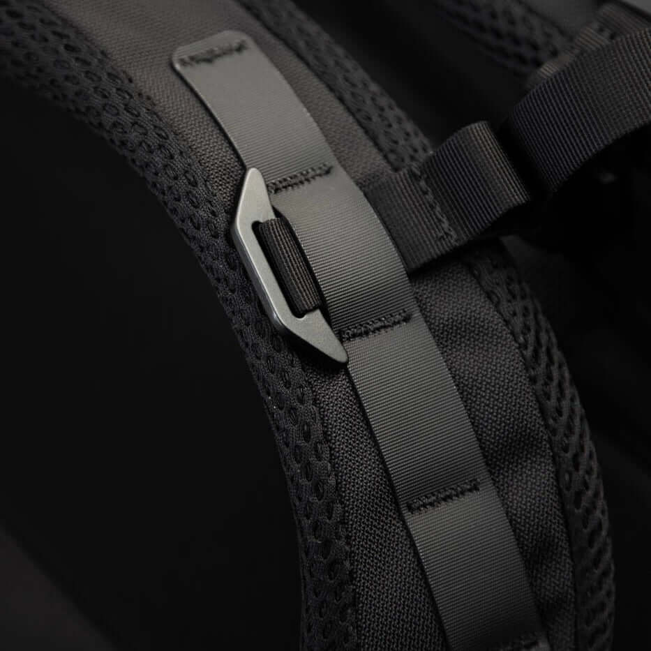 Black Ember CITADEL 20L backpack, a sleek and weatherproof EDC travel backpack in matte black.