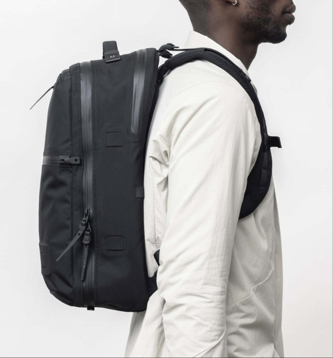 Luxury Black Ember Citadel 25L backpack featuring weatherproof design for premium durability and style